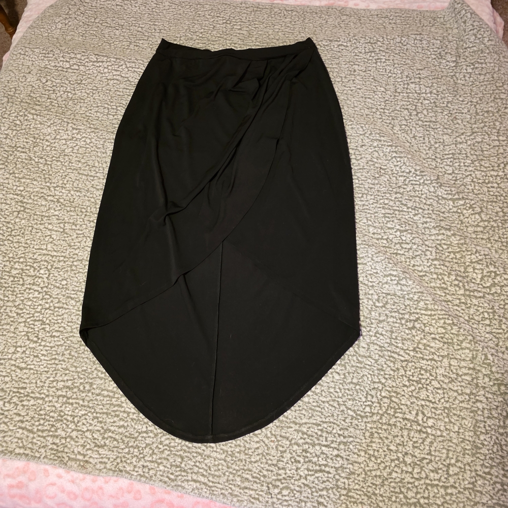 Black Draped Tulip Midi Skirt - Women